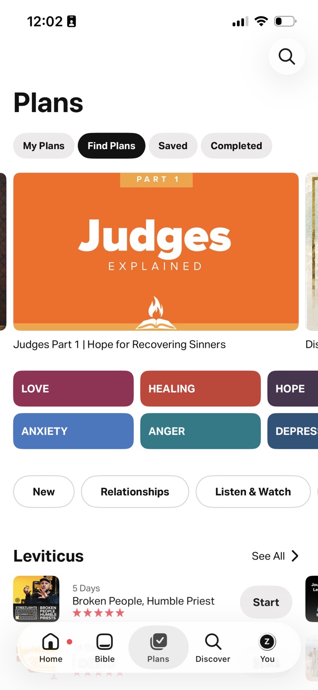 Browsing Bible plans in the YouVersion Bible app